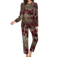 thumbnail image 3 of Red Roses Pajamas Print Fashion Pajama Sets Female Long Sleeve Loose Home Suit Big Size 4XL 5XL 6XL, 3 of 7