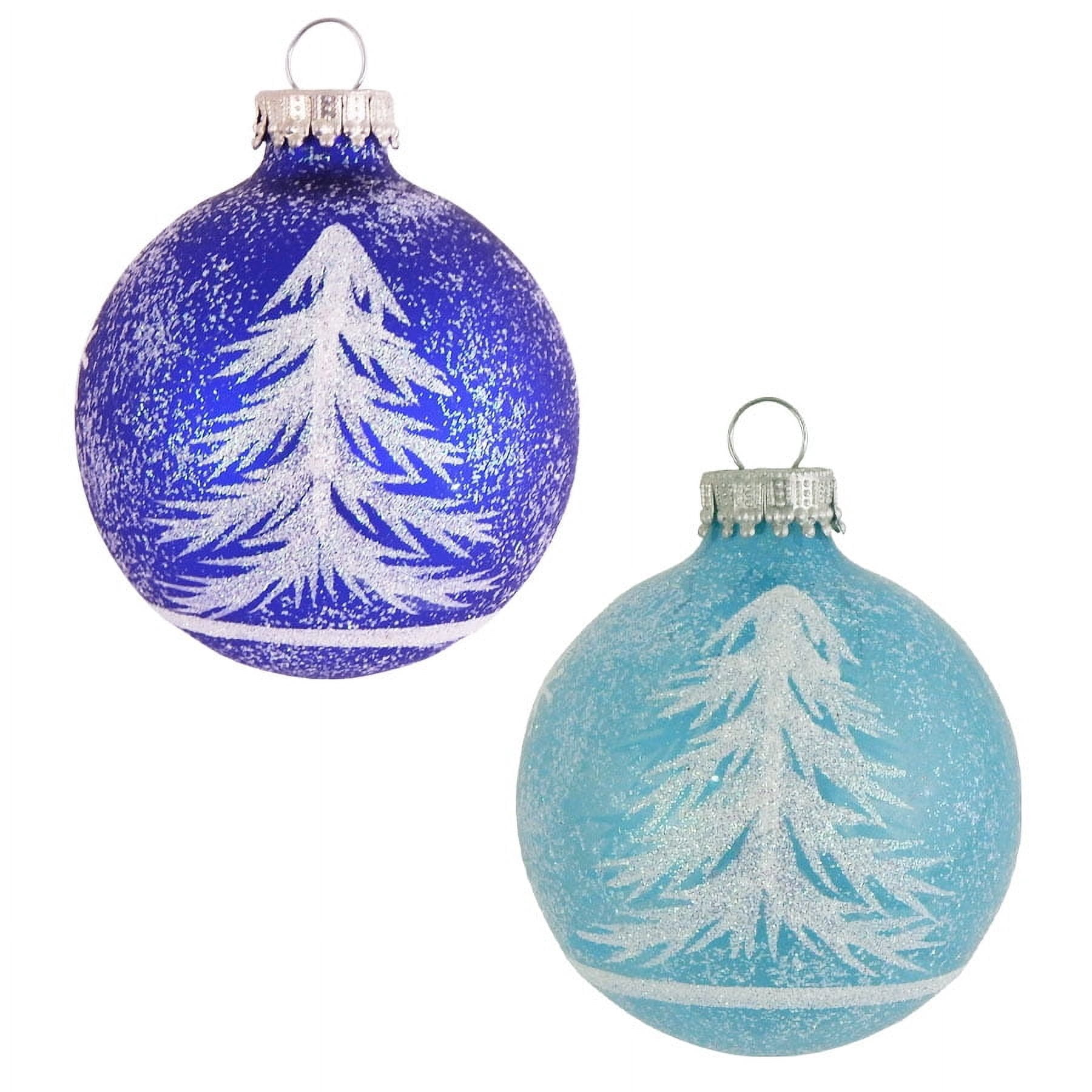 Glass Christmas Tree Ornaments - 67mm/2.63" [4 Pieces] Decorated Balls from Christmas by Krebs Seamless Hanging Holiday Decor