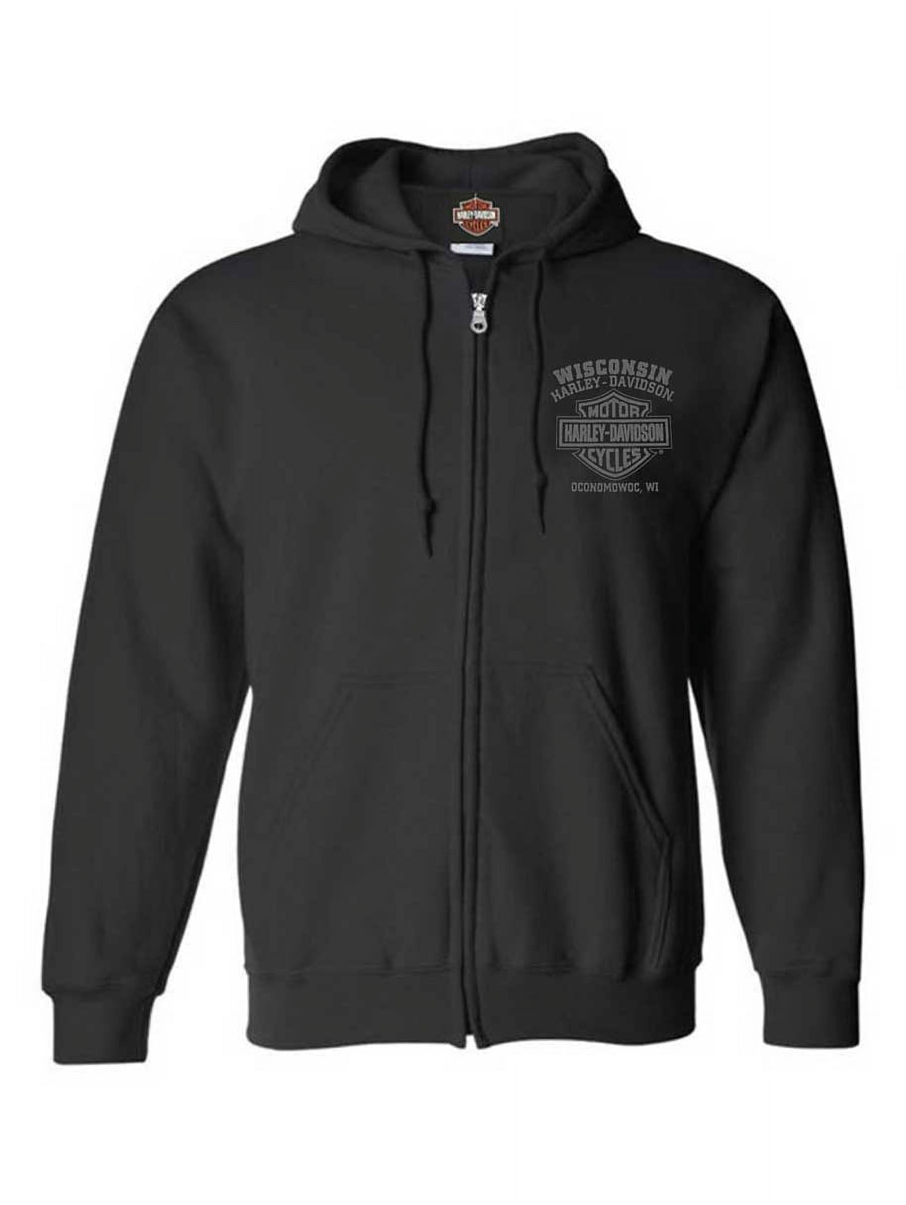 Harley-Davidson Men's Bar & Shield Logo Zip-Up Hoodie – 50/50 Cotton-Poly Blend, Gray (Size 3XL) - View #10