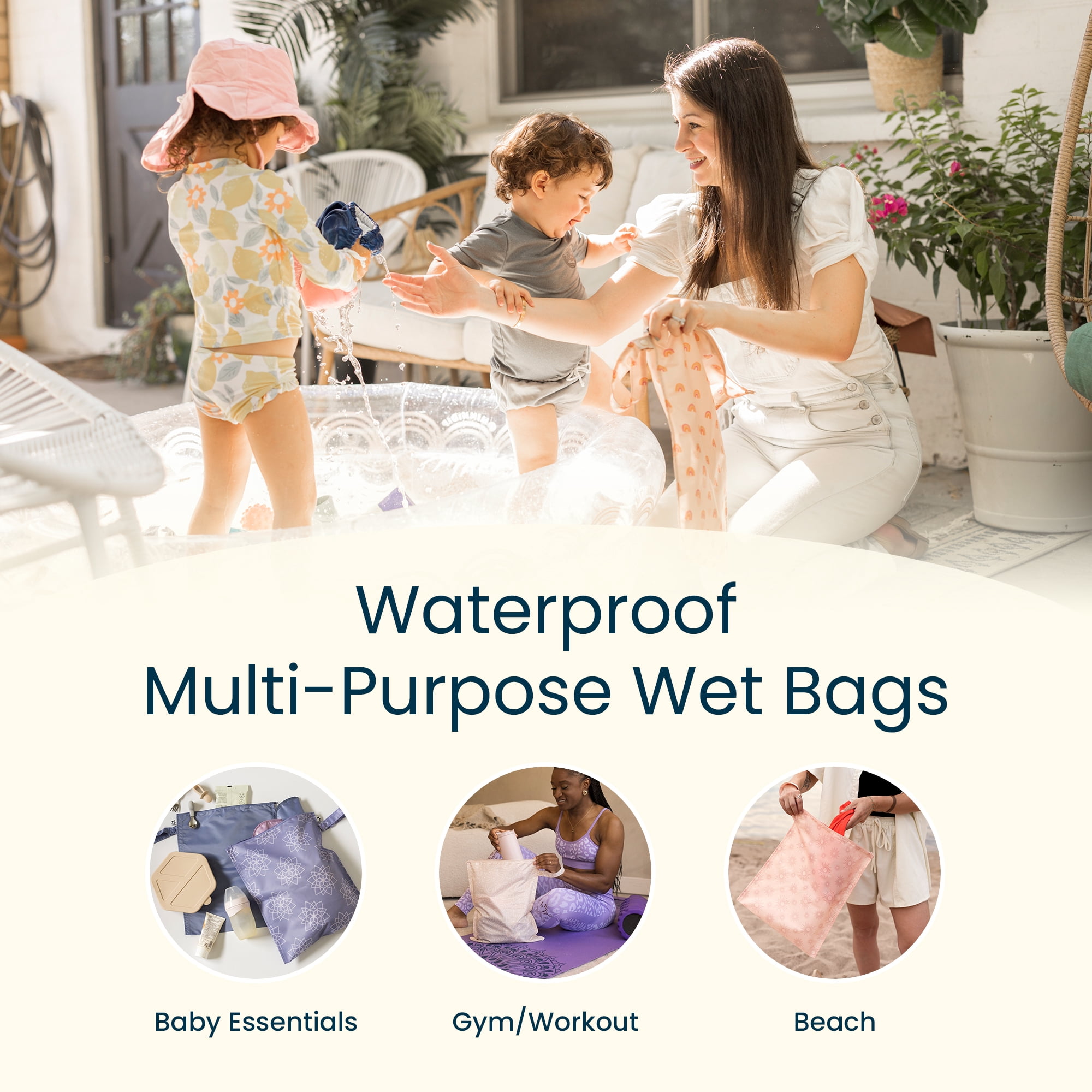 Tiny Twinkle Waterproof Wet Dry Bags | 2-Pack Set | Baby & Toddler Bags for Swim, Diapers and Travel