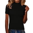 thumbnail image 3 of Yigetop Mock Neck Sweater Women Women's Short Sleeve Mock Neck Sweater Top Turtleneck Pullover Knit Shirt Women's Tops, Tees & Blouses Black 2XL, 3 of 8