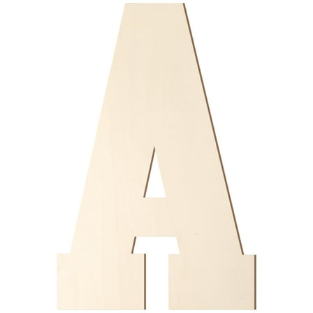 Large Wooden Letter A Cutout 12 Inch Unfinished Vintage Sports Style Alphabet for Wall Decor Nursery Name Sign Painting Crafts Home Party Decoration, beige