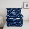 thumbnail image 5 of jejeloiu Watercolor Shark Print Twin Comforter Sets,Ocean Pattern Bedding Set For Boys,Blue Navy,Navy Blue Reversible,2pcs,1 Comforter and 1 Pillowcase, 5 of 7