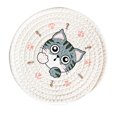 thumbnail image 4 of 18cm Household Table Insulating Pot Mat Round Plate Insulating Mat Heat Insulating Plate Mat Cream Colored Gray Cat, 4 of 5