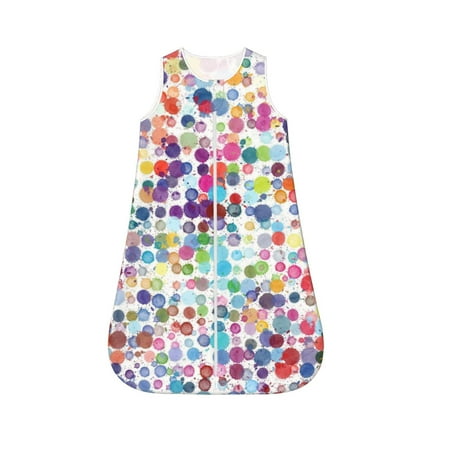 

Fotbe Colorful Watercolor Dots Pattern Sleep Sack - Baby Wearable Blanket with Zipper Extra Soft Cotton Sleeveless Sleeping Bag for Infants-Medium