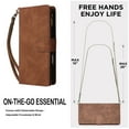 thumbnail image 6 of Dteck Crossbody Wallet Case for iPhone 17 6.3 Inch, 6 Card Slots Zipper Pocket PU Leather Stand Flip Cover with Lanyard Wrist Strap,Brown, 6 of 6