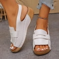 thumbnail image 2 of Xucatan Women's Wedge Sandals, Hand Stitched Faux Leather Upper with Adjustable Ankle Strap, Thick Sole Casual Beach Footwear Gift, 2 of 9