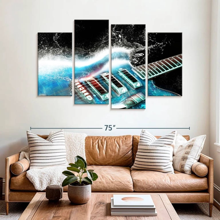 Elephant Stock Electric Guitar Splash Wall Art - Horizontal Multi