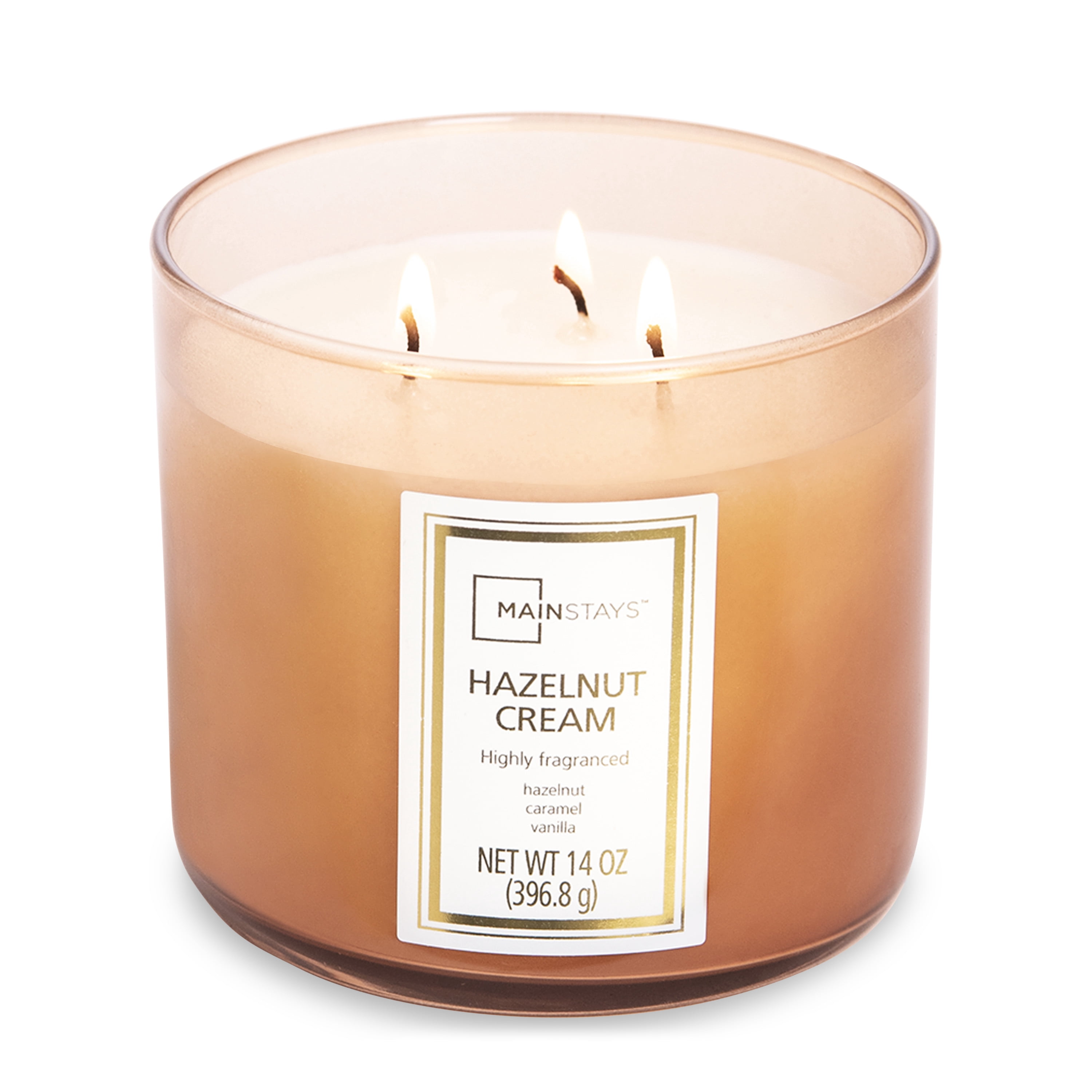 Mainstays 3-Wick Candle, Hazelnut Cream, Colored Jar - 14 oz