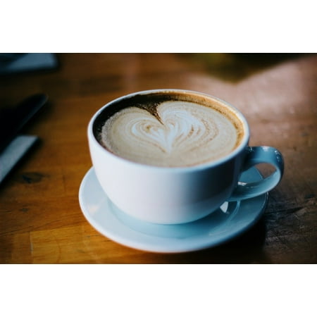 Canvas Print Foam Heart Latte Cappuccino Coffee Milk Froth Stretched Canvas 32 x