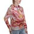 thumbnail image 6 of Uemuo Pink Lotus Pattern Women's Hoodie with Eye-catching Drawstrings- Casual Pullover Hoodie with Kangaroo Pocket, Stylish Hooded Sweatshirt-Medium, 6 of 7