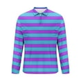 thumbnail image 2 of Maplenight Men's Shirts Lapel Long Sleeve Half Zip Trendy Shirts Color Block Striped Printed Slim Casual Tops, 2 of 4