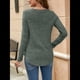 thumbnail image 5 of Camisa de Larga con Cuello en V para Mujer, Túnica de Otoño, Suéter Informal Elegante, Ropa y . Verde L, 5 of 9