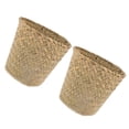 thumbnail image 5 of Himition 2pcs Woven Storage Basket Compact Trash Can Mini Woven Waste Basket For Bedroom Bathroom And Office Space-Saving Straw Woven Basket, 5 of 6