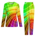 thumbnail image 5 of Bright Pajamas Female Unique Colorful Swirl Kawaii Nightwear Long Sleeve Leisure Pajama Sets Oversized Graphic Home Suit, 5 of 7