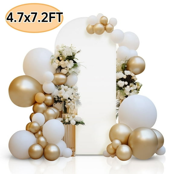 Wedding Arch Cover 7.2FT Arch Backdrop Cover Round Top Arch Cover Fabric for Birthday Party Baby Shower Wedding Arch Stand Decoration