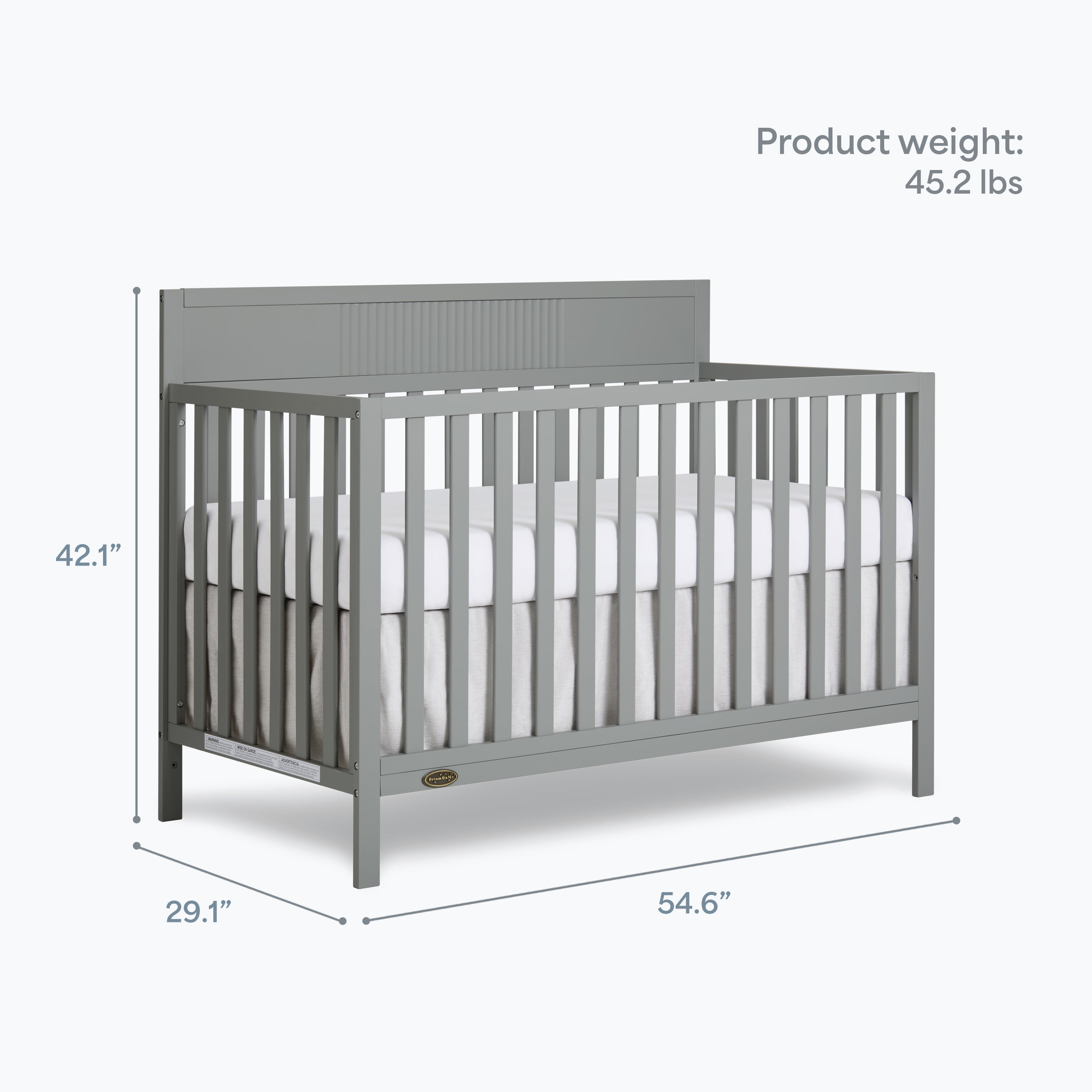 Dream On Me Ivy 5 in 1 Convertible Full-size Crib, Greenguard Gold & JPMA Certified, Converts from Baby Crib to Toddler Bed, Day Bed, Kids Bed and Full-size Bed, Seagrass