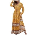 thumbnail image 1 of Robe Femme Mode Confortable Hiver Décontractée à Imprimé Floral à Manches Longues à Col en V, 1 of 9