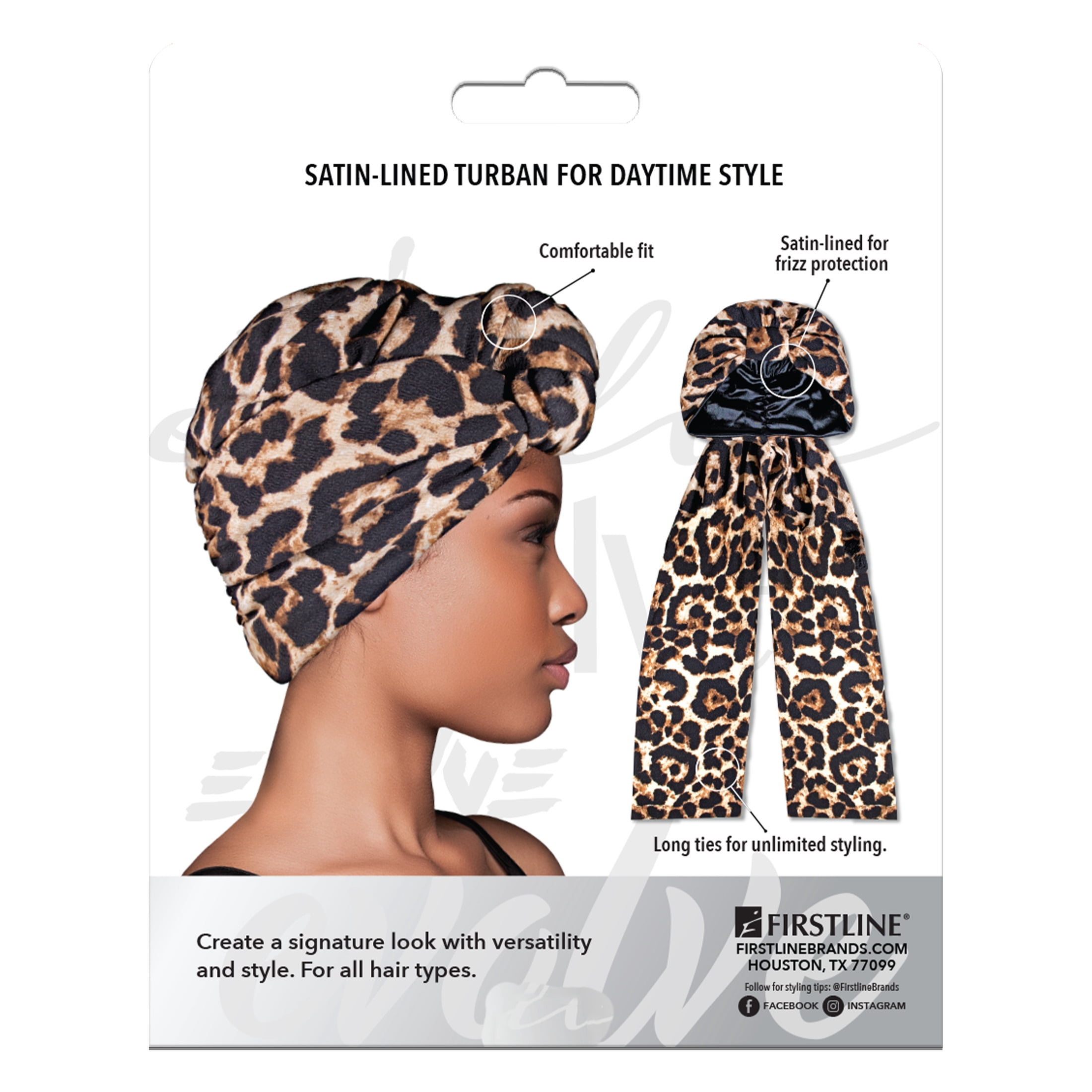 Evolve Satin Lined Turban Leopard