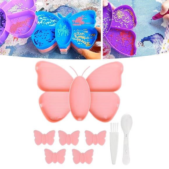 Herramienta correctora de diamantes BLESIY Bandeja de pintura de diamantes en forma de mariposas rosa