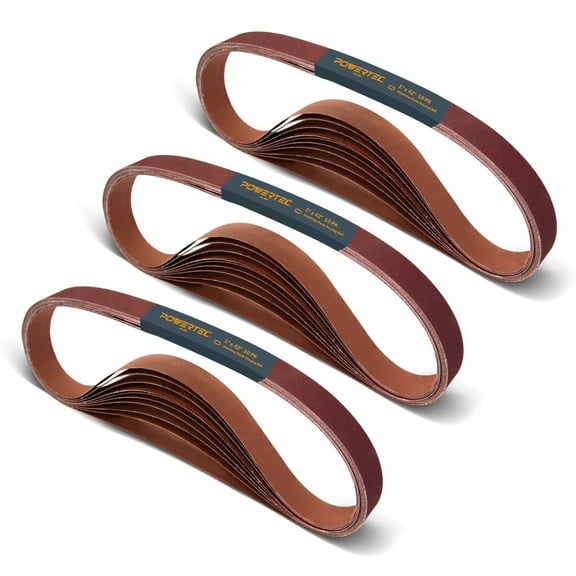 POWERTEC 30PK 1 x 42 Inch Sanding Belts, 10 Each of 40/80/120 Grits, Aluminum Oxide Belt Sander Sanding Belt Assortment for Belt Sander, Wood & Paint Sanding, Metal Polishing (41420-2)