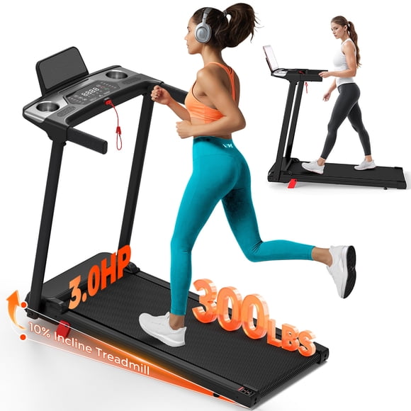 Tomile Foldable Electric Treadmill for Home, 3.0 HP Portable Treadmill with Incline for Running Exercise, 300 lb Capacity