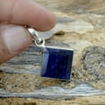 thumbnail image 4 of Solid 925 Sterling Silver Pendant For Women Men, Genuine Blue Sapphire Square Gemstone Unique Handcrafted September Birthstone Pendant, 4 of 6