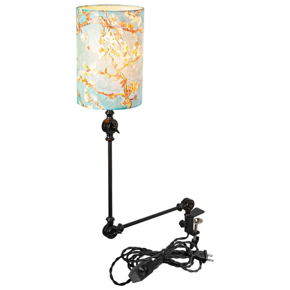 Kiven Dimmable Clip-on Desk Lamp, 1-Light Fabric Nightstand Lamp with Flexible Arm, 8.2FT Plug in Cord, Decorative Clamp Lamp for Office Home Bookshelf Bedside E26 Sokcet,Blue DZ0034