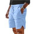 thumbnail image 3 of Admvng Men's Linen Shorts Casual Drawstring Elastic Waist Summer Beach Vacation Yoga Golf Shorts with Pockets, 3 of 5