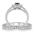 thumbnail image 3 of 1.5 Carat Emerald And Moissanite Diamond Three Stone Bridal Set On 10K White Gold, 3 of 3