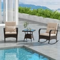 thumbnail image 5 of Costway 3 PCS Rocking Bistro Set with Removable Cushions & Tempered Glass Top Coffee Table Brown, 5 of 10