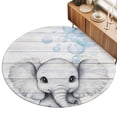 Cute Elephant 6' Round Rug for Living Room Under Coffee Table, Blue ...
