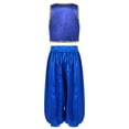 thumbnail image 2 of Aislor Kids Boys Arabian Prince Street Rats Costume Silky Waistcoat with Harem Dance Pants Blue 8, 2 of 7