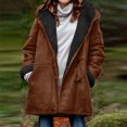 thumbnail image 2 of Women's Faux Fur Coat Fleece Reversible Sherpa Fuzzy Winter Puffer Jacket Brown, S, 2 of 5