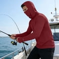 thumbnail image 4 of Kalauyu Mens UPF50+ Sun Protection Hooded Long Sleeve Shirts Stretch Casual Basic Tops Thumb Hole Rash Guard Shirts Fishing Hiking Tops, 4 of 8