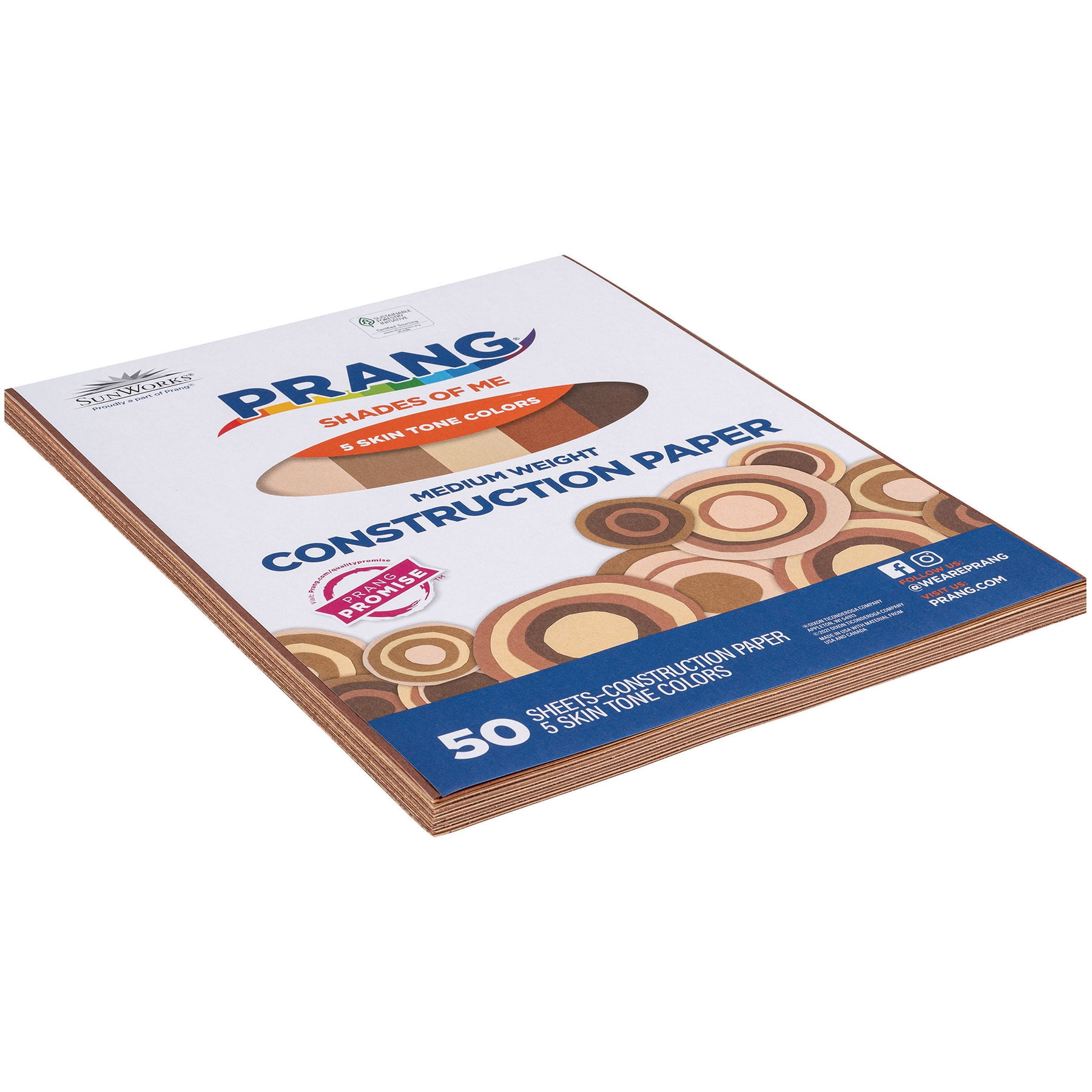 Prang Shades of Me Construction Paper, Medium Weight, 5 Assorted Skin Tone Colors, 9" x 12", 50 Sheets Per Pack, 5 Packs