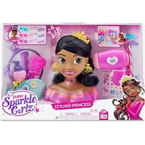 Sparkle Girlz Styling Head - Brunette by ZURU Comes with Nail Design Set, Tiara, Hair Comb, Accessories 81pcs.