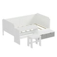 thumbnail image 6 of Harper & Bright Designs Wooden Twin Size Daybed with Storage Shelves and Lockers, Daybed Bedframen with Study Desk and Matching Stool for Boys Girls, White, 6 of 12