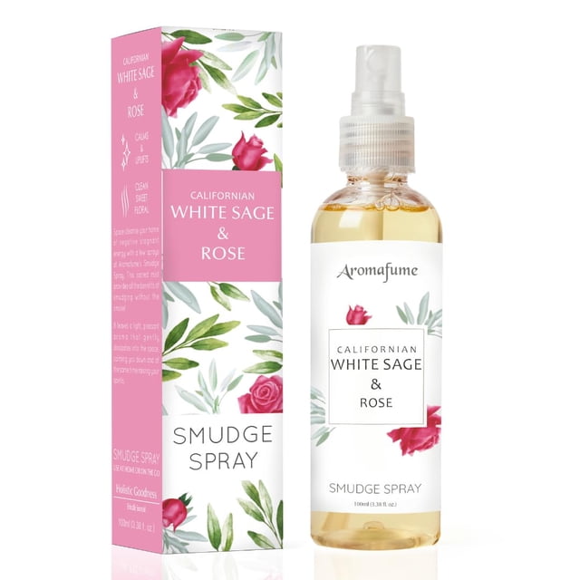 Spray de manchas Aromafume de salvia blanca y rosa, 100 ml, para limpieza