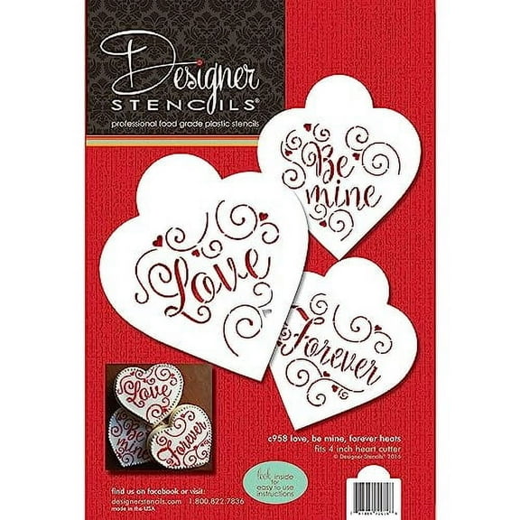 Designer Stencils Love, Be Mine, Forever Hearts Cookie Stencil Set