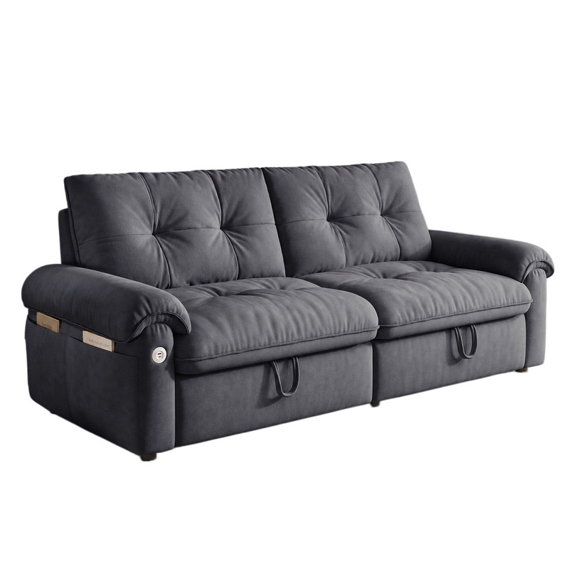 77.2" Convertible Sofa Bed, 2-in-1 Full Size Sleeper Sofa, Plush Upholstered Loveseat with USB Charging Ports & Side Pockets, Steel Frame Pull-Out Couch for Living Room, Bedroom, Apartment