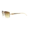 thumbnail image 6 of Luxury Rimless Metal Jaguar Arm Narrow Rectangle Rapper Sunglasses Gold - Brown, 6 of 8