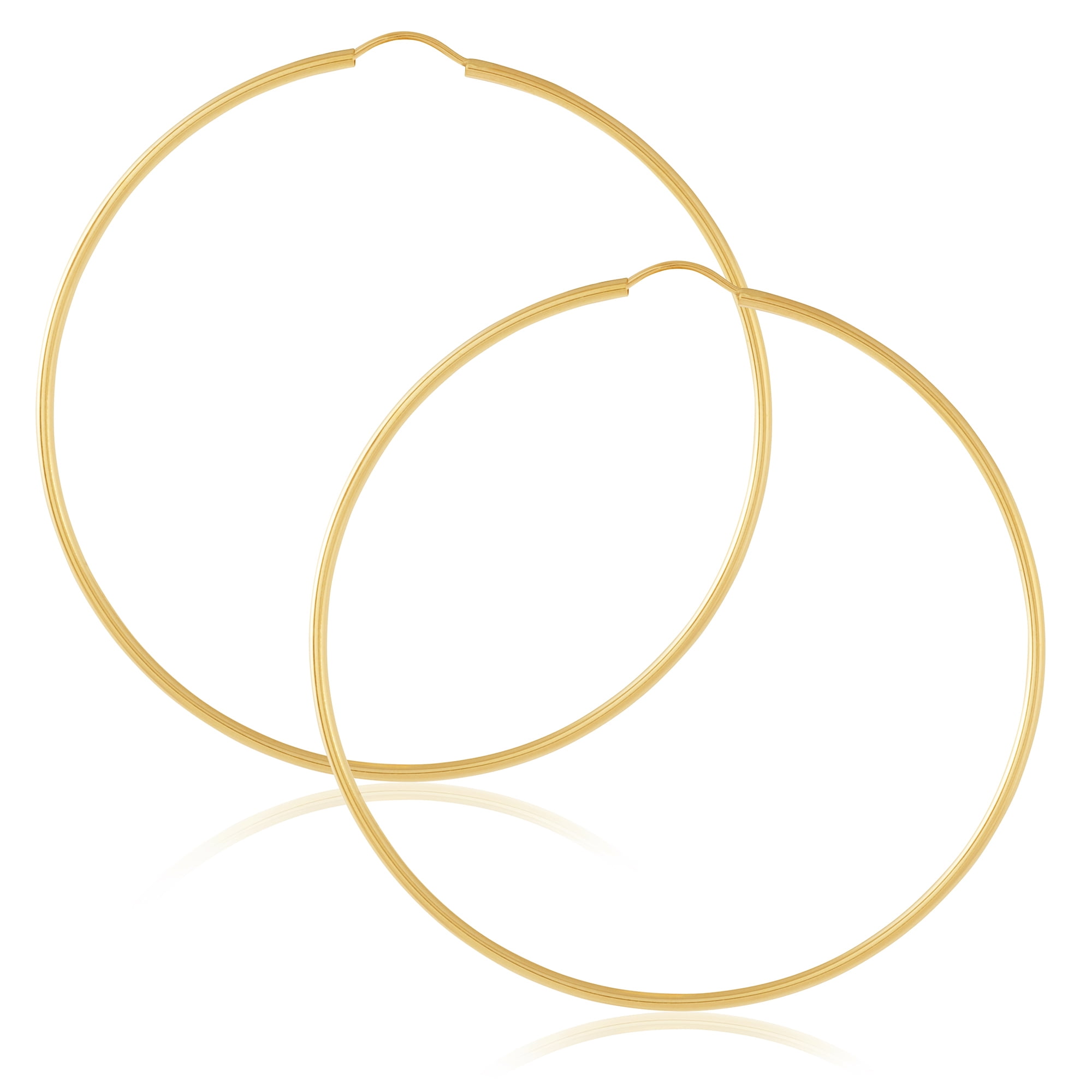 14k Yellow Gold 1.5mm Thickness Endless Hoop Earrings 8 Different Size Available
