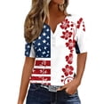 thumbnail image 2 of JTZGDY 4th of July Outfits for Women Plus Size Half Button V-Neck Henley Patriotic Tops Trendy Oversized Casual Short Sleeve Summer USA T-Shirt Multicolor#28 XXL, 2 of 10