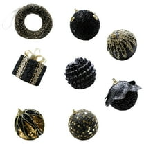 Christmas Ornaments 8 Pack Black Gold Foam Ball Decorations Set Holiday Tree Decor Pendant Set for Xmas Party Home Decor