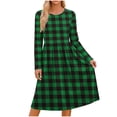 thumbnail image 2 of Ynynloco Women's Casual Long Sleeve High Waisted A line Dresses Pleated Waist Knee Length Loose Dress with Pockets, 2 of 7