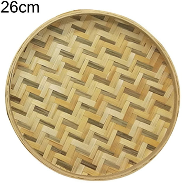 Home Shape Handmade Bamboo Weaving Sieve Fruit Tea Basket Storage Organizer