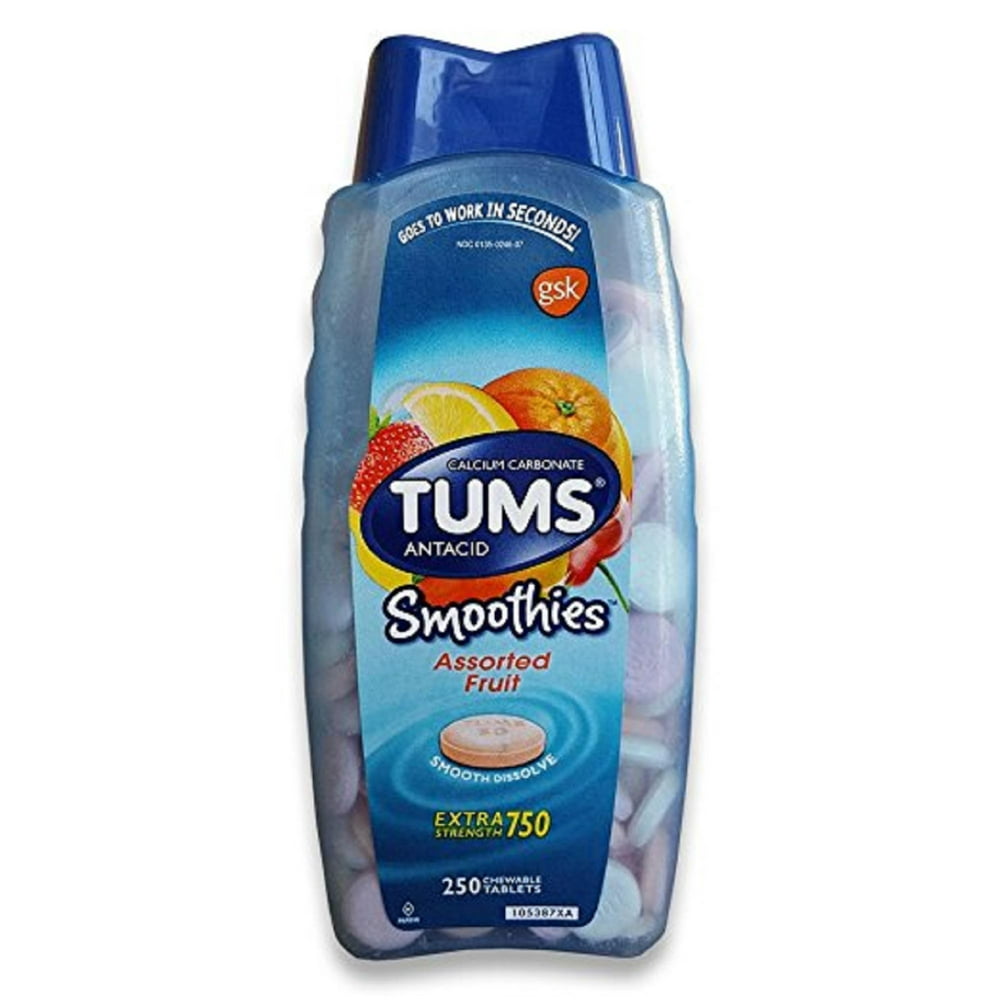 Tums Extra Strength Smoothies Assorted Fruit 250 Chewable Tablets 2