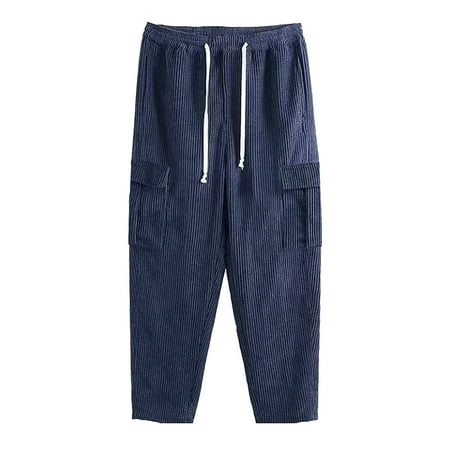 

Cathalem Scrub Pants for Men Mens Autumn And Winter Solid Color Corduroy Multi Pocket Straight Pants Men Cargo Pants Slim Fit Pants Navy Medium