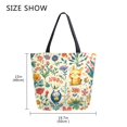 thumbnail image 5 of FORMRS Womens Canvas Tote Bag with Zipper Inner Pocket Shoulder Handbag, Floral Animals, 5 of 7